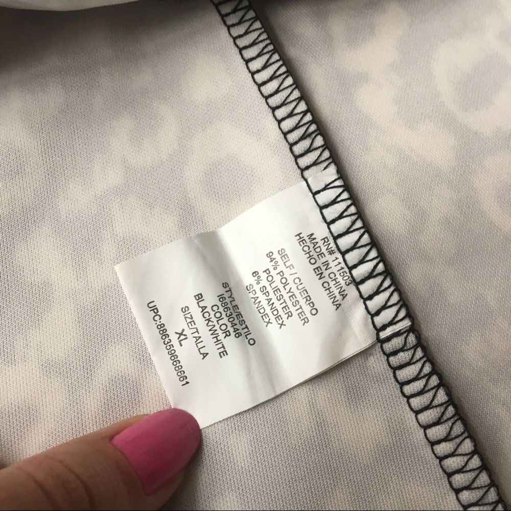 Lily Rose Leopard Animal Print Abstract Pull On Mini Skirt White Black XL Womens - Picture 4 of 6